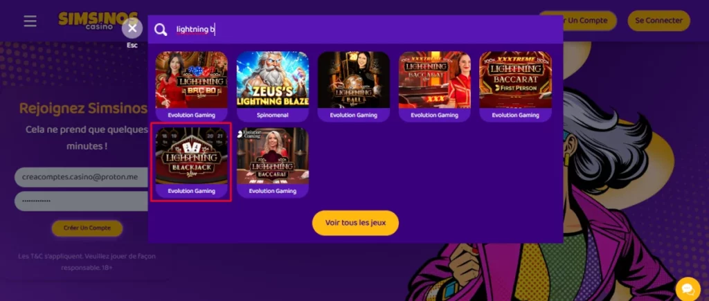 lightning blackjack simsinos casino